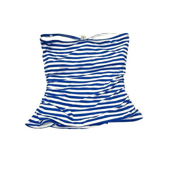 Tommy Bahama Striped Bandeau Tankini Top Sleeveless Beaming Blue Size M NWT - Picture 3 of 11